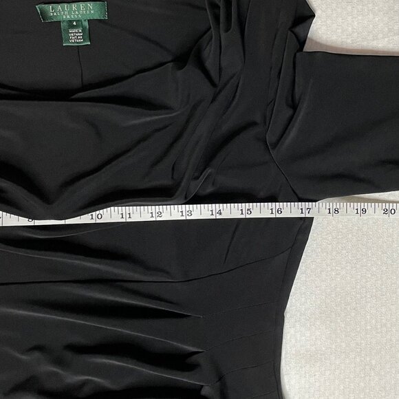 Lauren by Ralph Lauren Black Cowl Neck Ruched Midi Dress | Size 4 - Picture 7 of 8